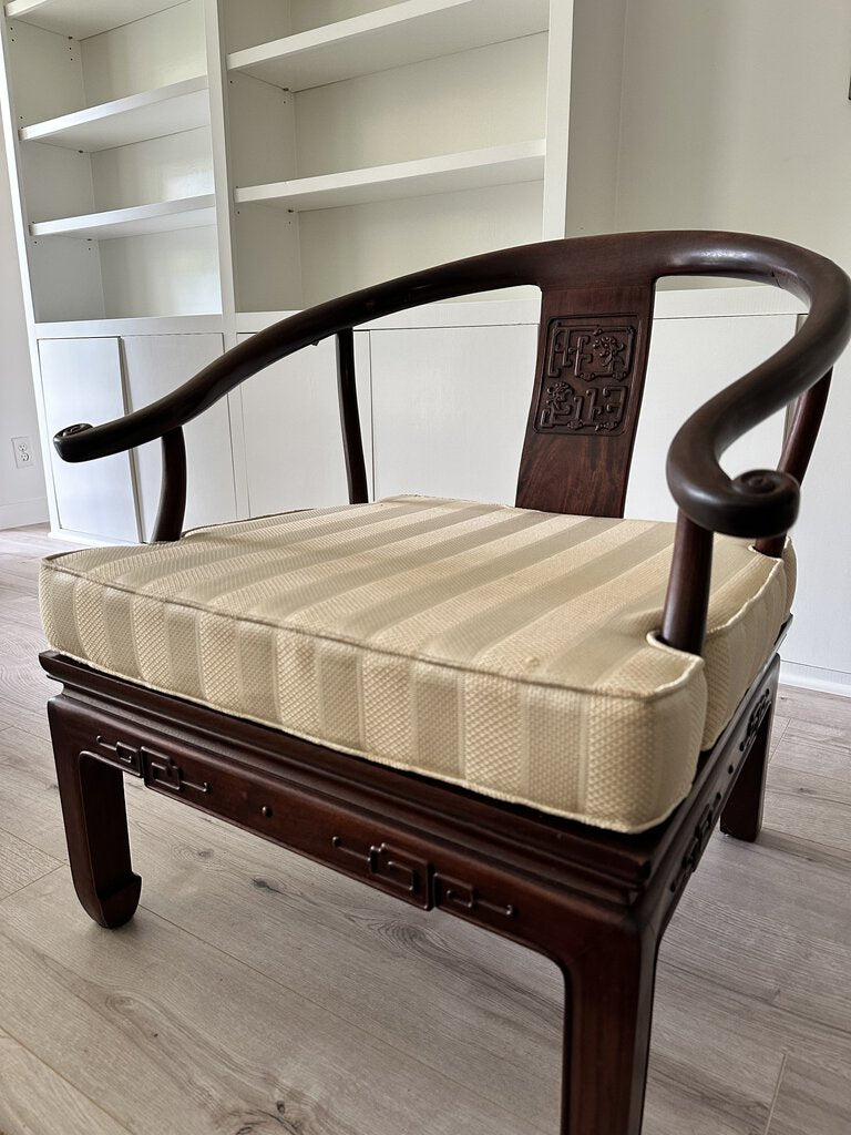 Oriental Horseshoe Back Cherry Wood Chair