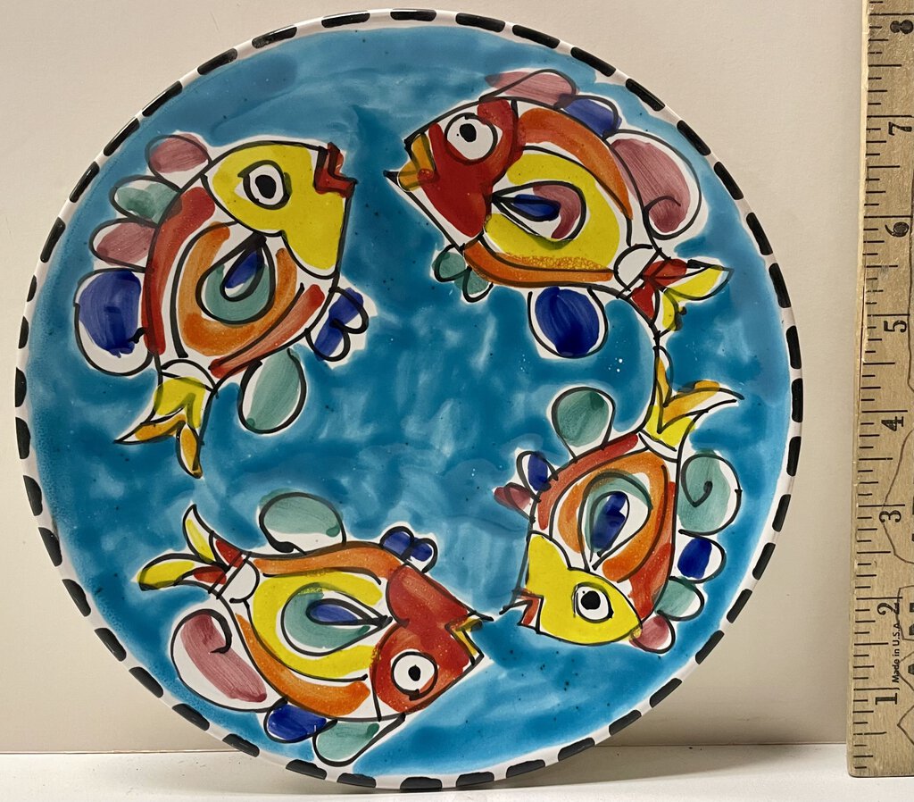 La Musa Italy Hand Painted Italian Plate 4 Fish