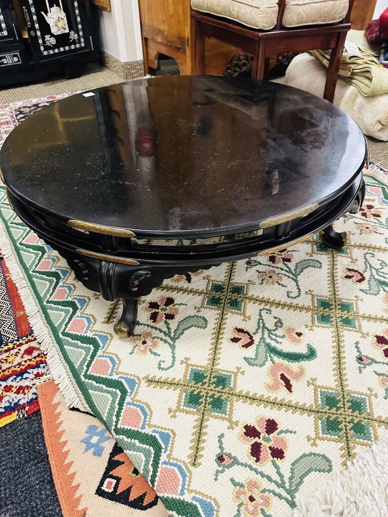 Black Round Oriental Coffee Table 36 x 12