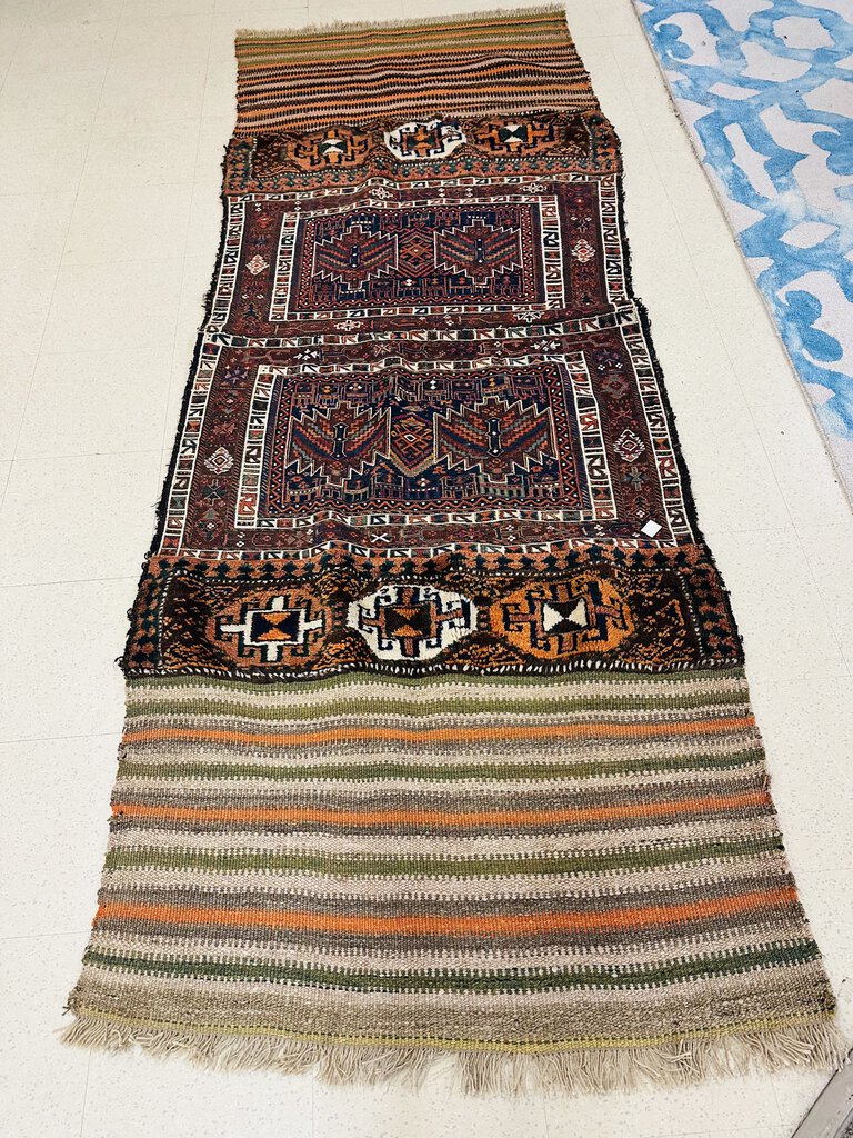 Afghan woven panels Runner Rug 112x39