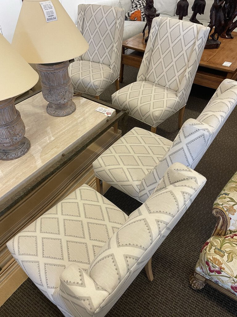Kravet Diamond Pattern Upholstered Dining Chairs (Set of 4)