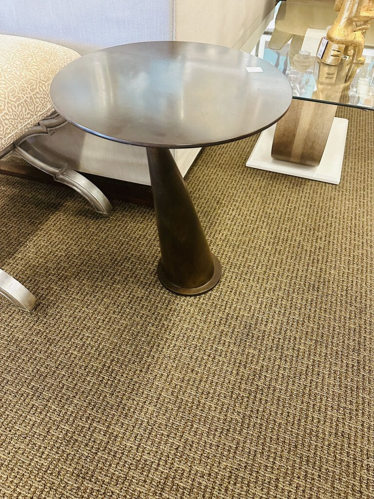 Brown Metal Atomic Era Style Round Accent Side Table 18x25