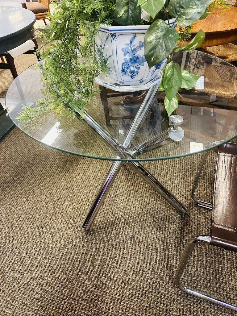 35" Round Glass Top Dining Table