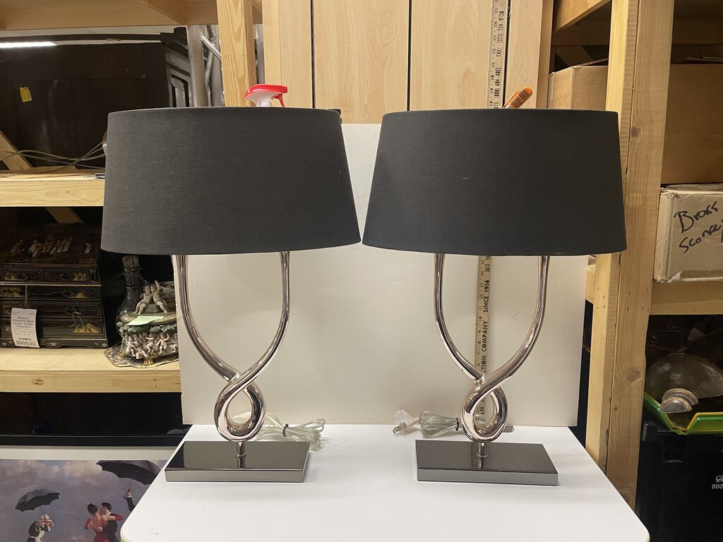 BadlyBitten Divini Black and Chrome Table Lamps (PAIR)