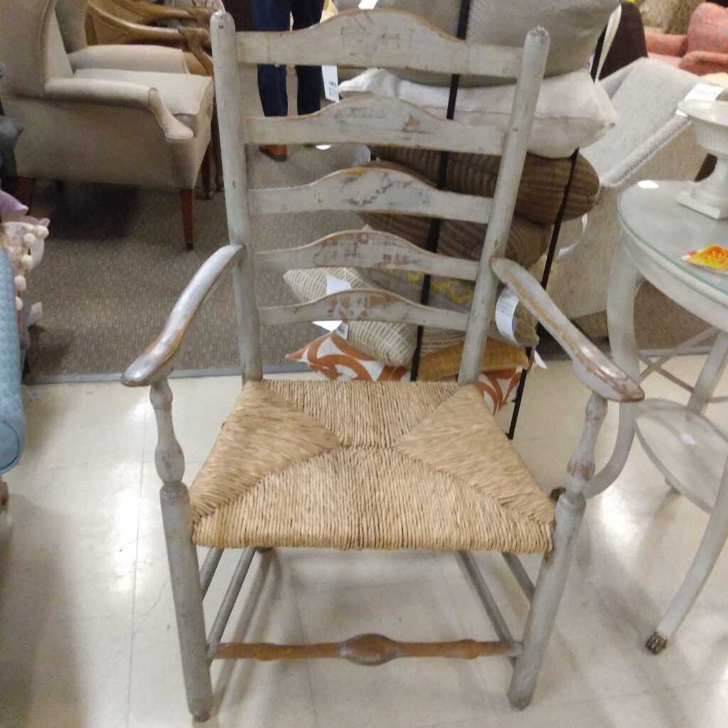 Vintage Rush Seat Ladder Back Dinning Chair
