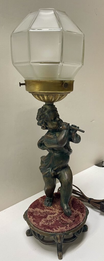 Early 20th C. Bronze Cast Figural Lamp Reconstructed