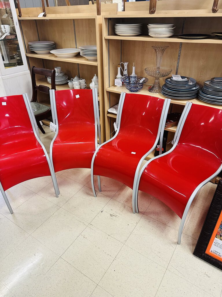 Italian Lounge Chairs 1990's Red (set 4)