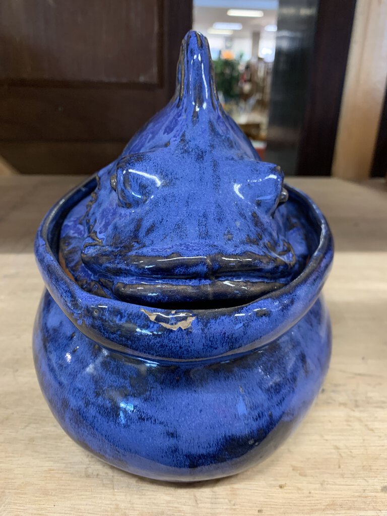 Cobalt Blue Covered Fish Dish by Thora Small Chip