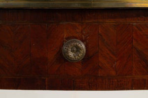 Antique Oval Ormolu Bouillotte Parquetry Table with Brass Gallery & Hardware