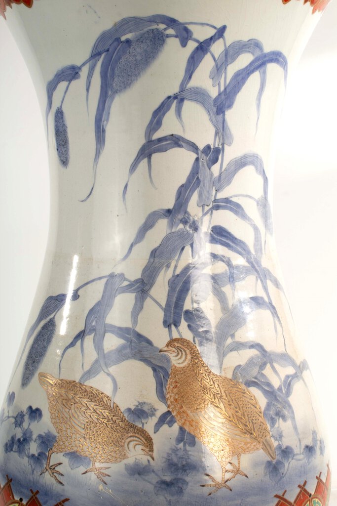 Large Imari Vase on Lacquered Stand