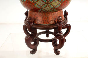 Large Imari Vase on Lacquered Stand