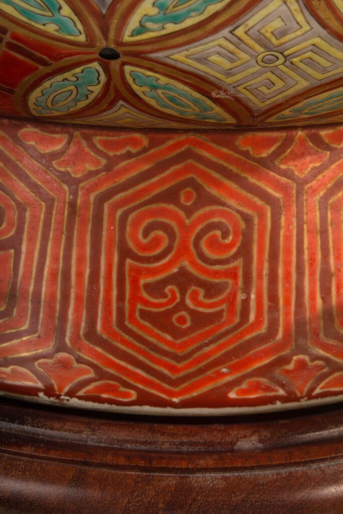 Large Imari Vase on Lacquered Stand