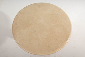Antique Stone Top Side Table with Figural Brass Pedestal - Pair