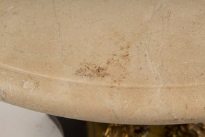 Antique Stone Top Side Table with Figural Brass Pedestal - Pair