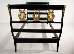 American Empire Style Ebonized and Parcel Gilt Double Bed Frame