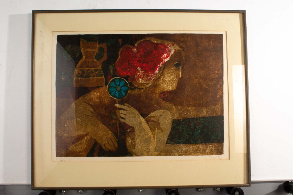 Alvar Sunol "Woman with Flower" Lithograph (Limited Edition)
