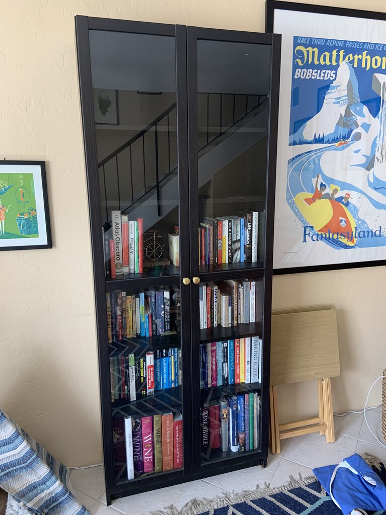 Black Glass Door Bookcase 31x17x79