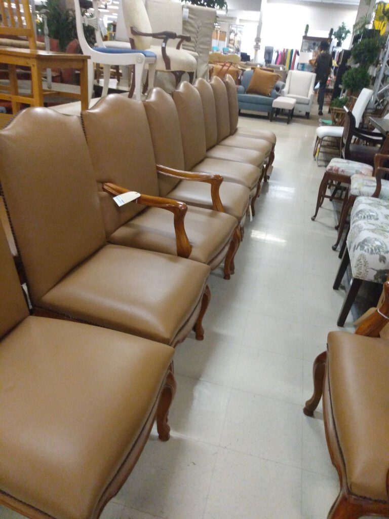 Leather & Walnut High Back Dining Chairs (set of 8)