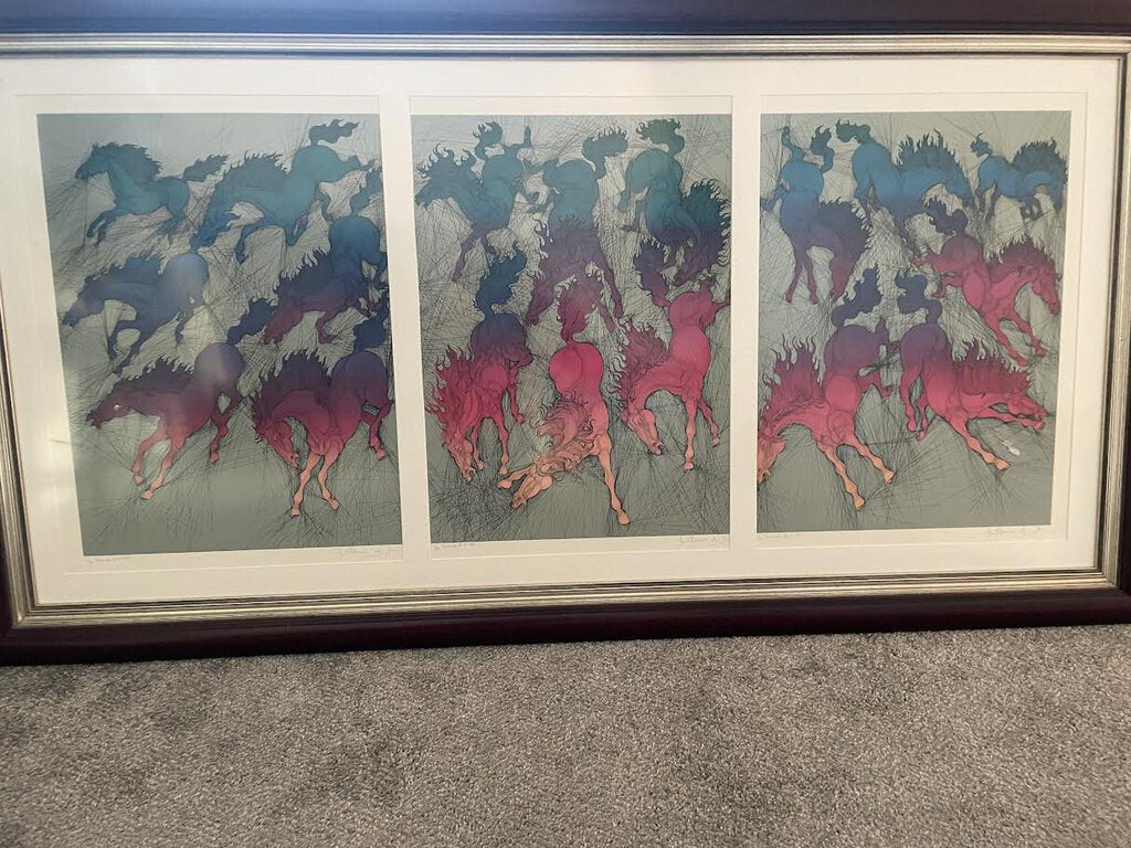 Guillaume Azoulay "Cavalcade" LE Triptych Serigraph #4/100 71x38