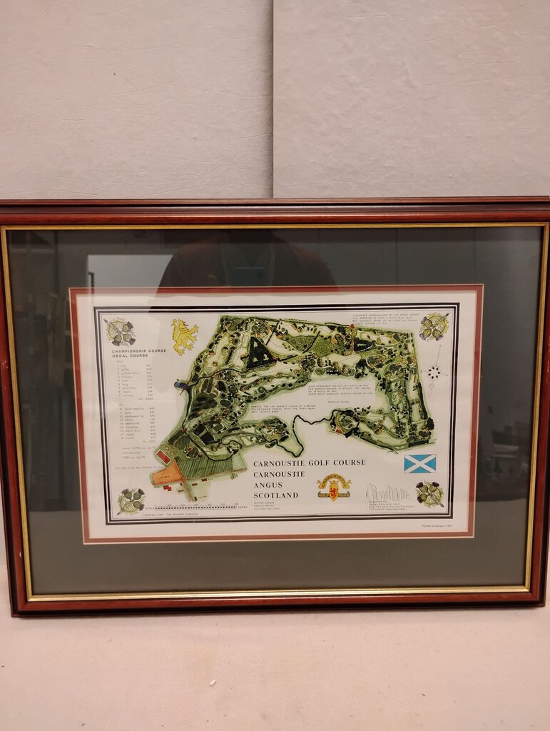 Vintage Carnoustie Scotland Golf Course Map 24x18