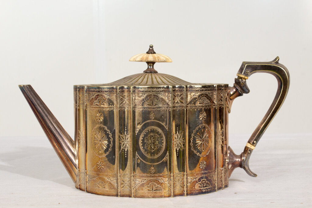 Robert Cadman - Sheffield Plate Silver Coffee Pot, Teapot and Serving Tray