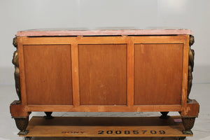 Antique Louis XVI Style Marble Top Mahogany Breakfront Commode
