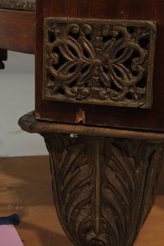 Antique Louis XVI Style Marble Top Mahogany Breakfront Commode
