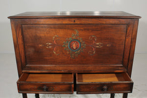 Antique Walnut Hand Painted Drop Front Secretary