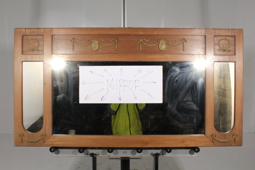 Antique 19th Century Federal Style Oak and Brass Mirror