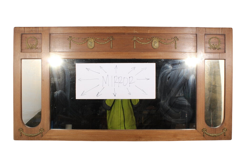 Antique 19th Century Federal Style Oak and Brass Mirror by Miss Daisy's Consignment & Auction House