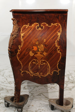 Modern Louis XV Marquetry Veneer Ormolu Accents Buffet