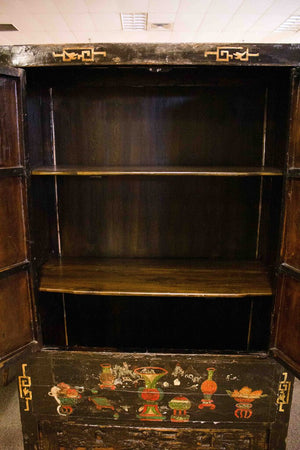 Antique Painted Chinese Elm Wedding Cabinet-Shanxi