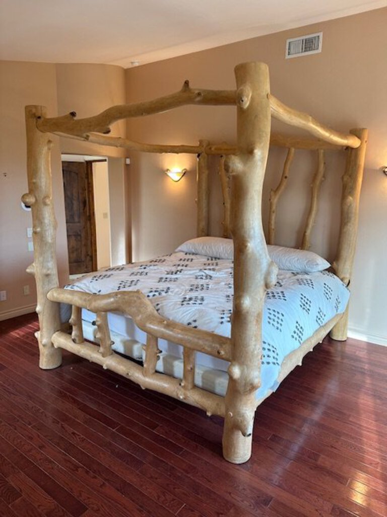 Natural Log Canopy Bed (please measure)