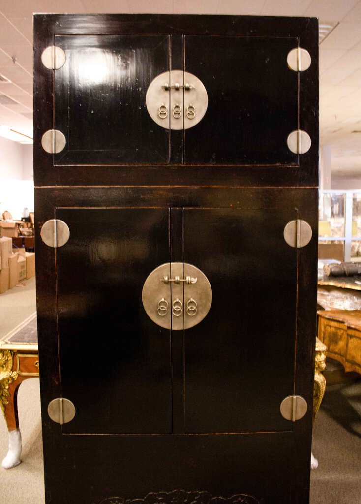 Beijing Black Lacquered Elm Compound Cabinet