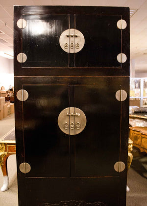 Beijing Black Lacquered Elm Compound Cabinet
