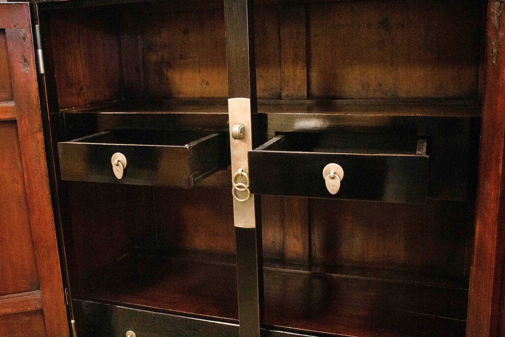 Beijing Black Lacquered Elm Compound Cabinet
