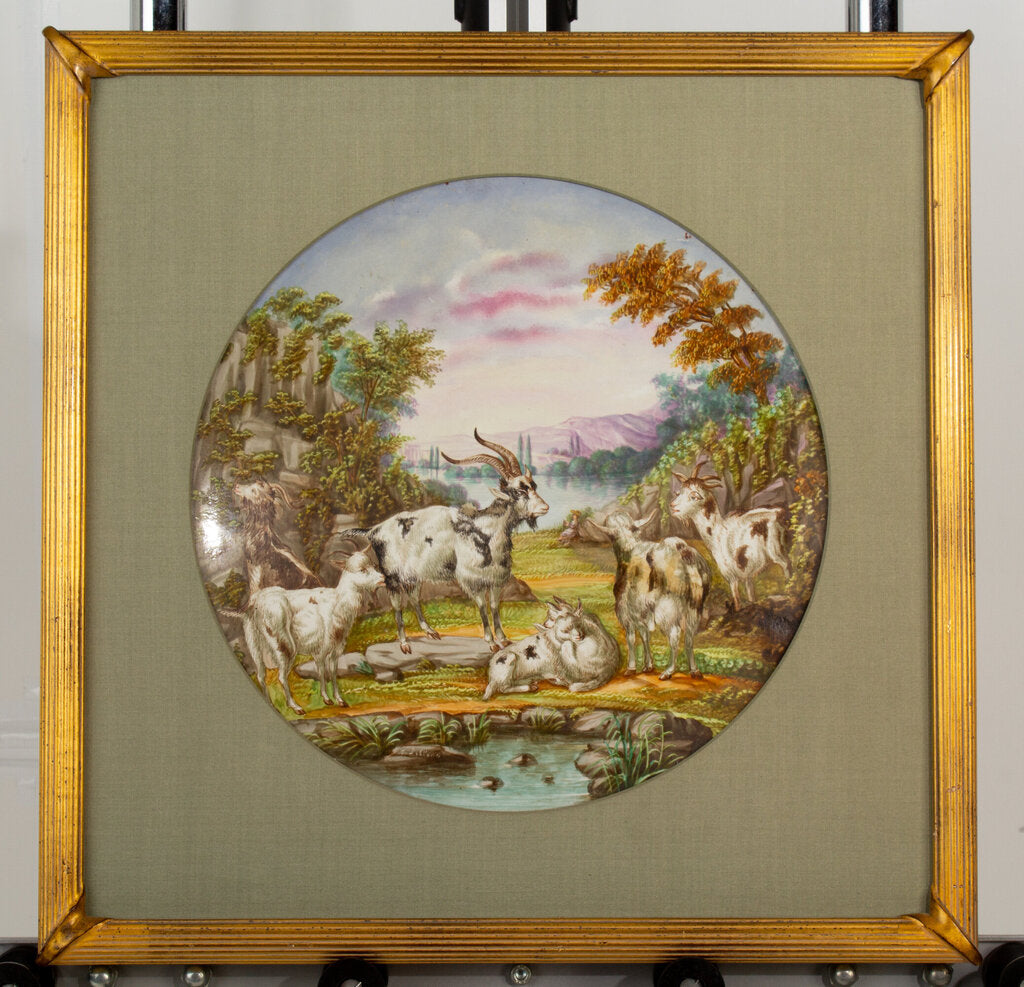 Goats in Tuscany Hand Painted Porcelain Wall Platter