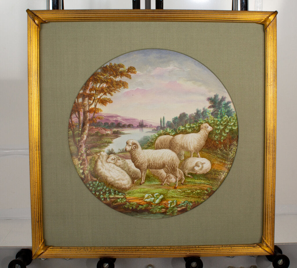 Sheep In Tuscany Hand Painted Porcelain Wall Platter