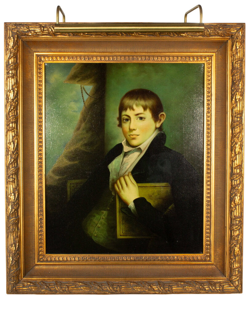 Portrait Painting - Signed Eagleson - Boy Holding Book by Miss Daisy's Consignment & Auction House