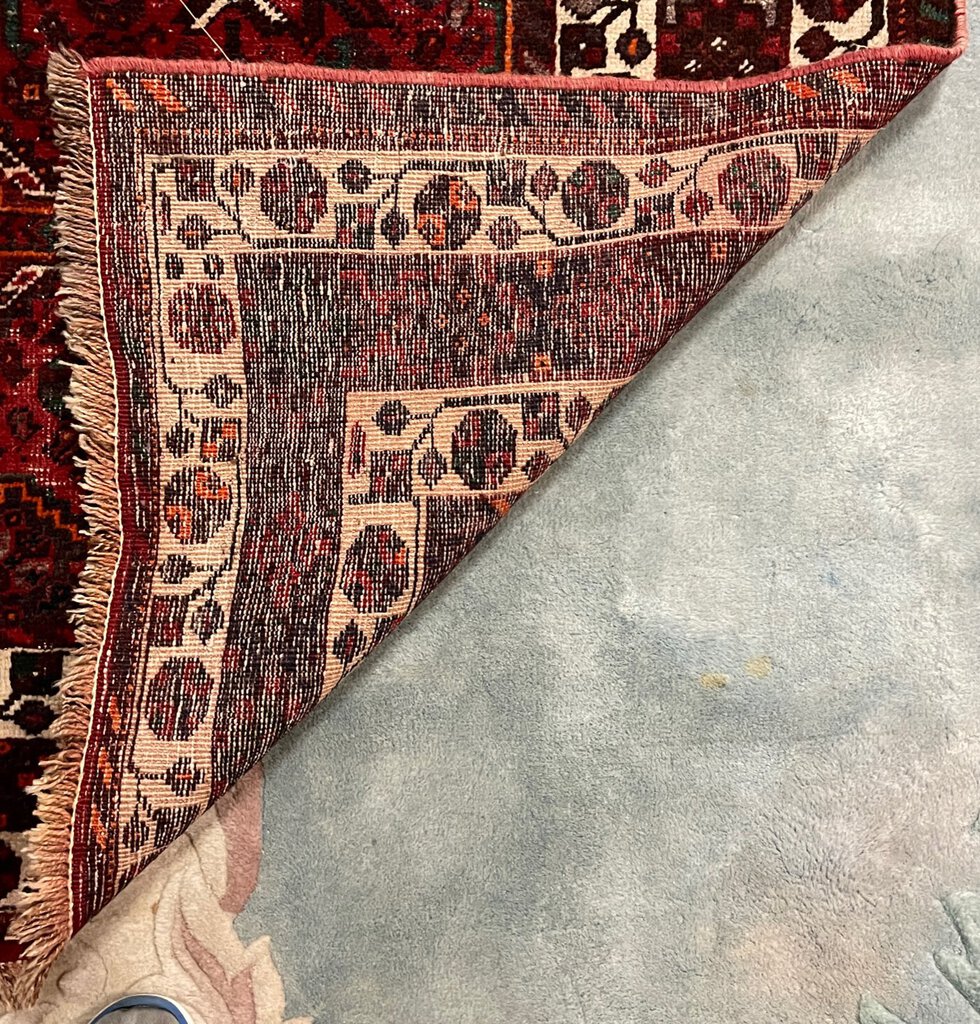 Persian Red Shiraz Rug with Orange and White Accents - Wool on Wool & Cotton Foundation