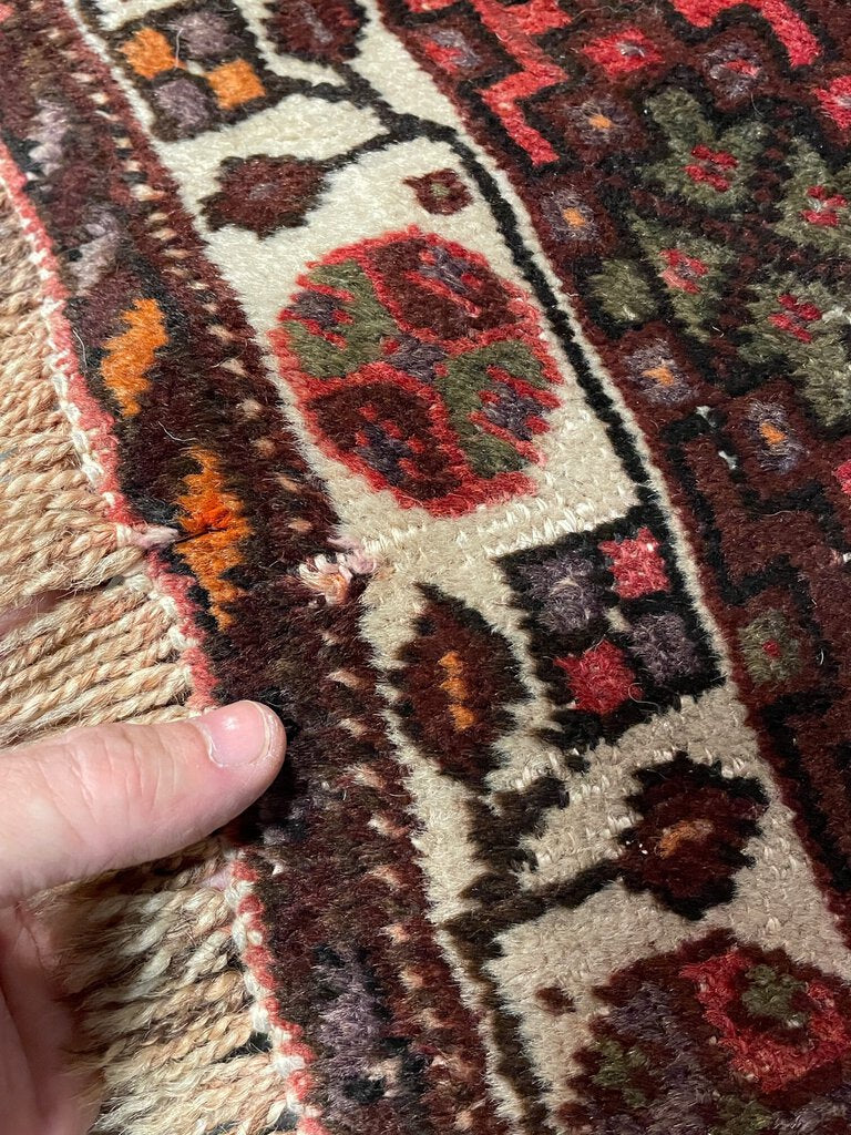 Persian Red Shiraz Rug with Orange and White Accents - Wool on Wool & Cotton Foundation