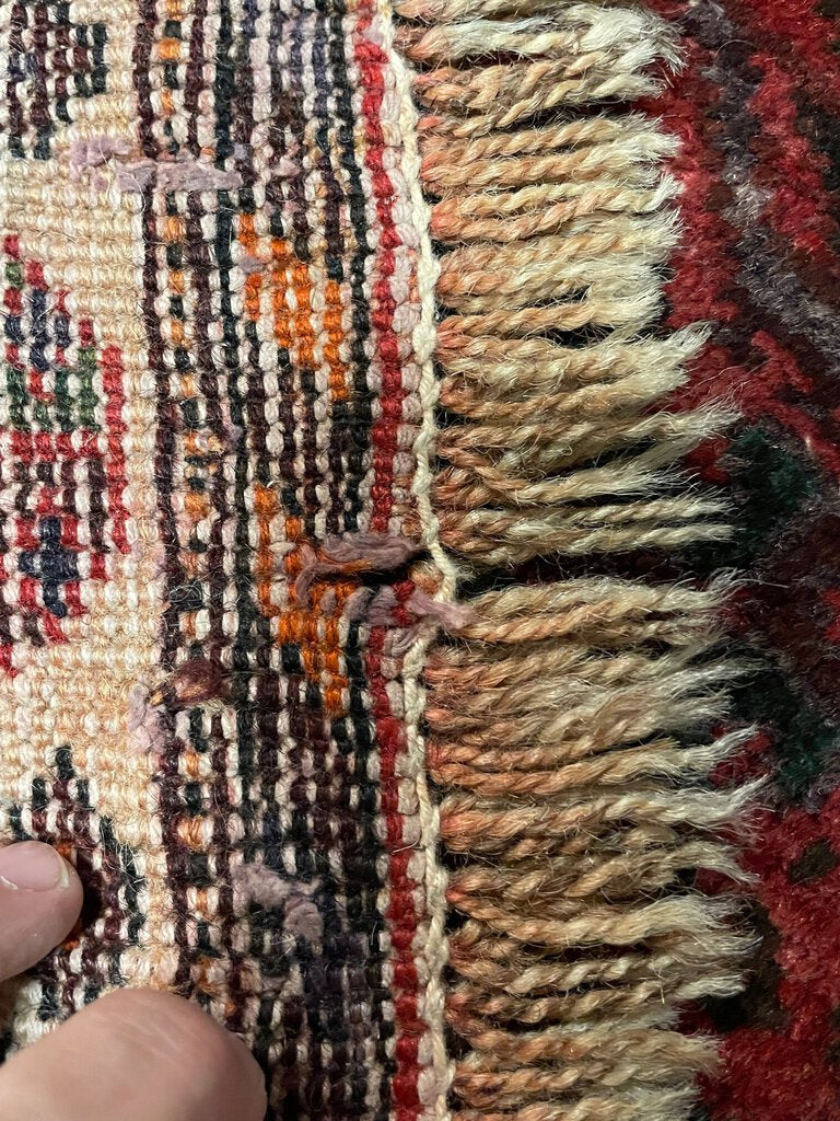 Persian Red Shiraz Rug with Orange and White Accents - Wool on Wool & Cotton Foundation