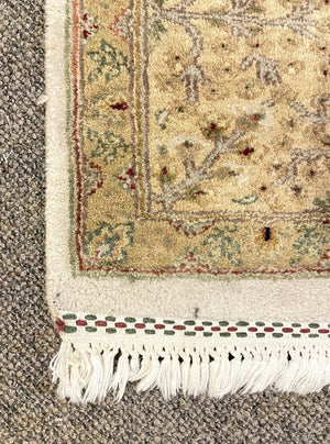 Persian Gold and Cream Tabriz Rug with Olive and Green Accents- Wool on Cotton Foundation