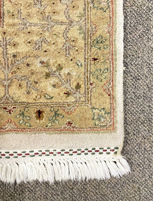 Persian Gold and Cream Tabriz Rug with Olive and Green Accents- Wool on Cotton Foundation