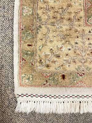 Persian Gold and Cream Tabriz Rug with Olive and Green Accents- Wool on Cotton Foundation