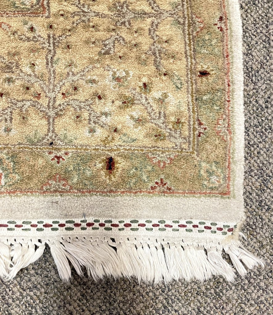 Persian Gold and Cream Tabriz Rug with Olive and Green Accents- Wool on Cotton Foundation