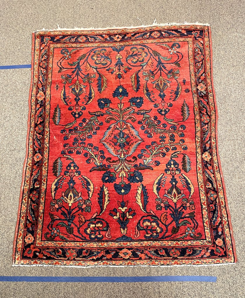 Persian Red Saruk Rug with Blue, Green and Orange Accents - Wool on Cotton Foundation