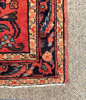 Persian Red Saruk Rug with Blue, Green and Orange Accents - Wool on Cotton Foundation