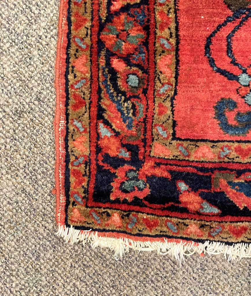 Persian Red Saruk Rug with Blue, Green and Orange Accents - Wool on Cotton Foundation