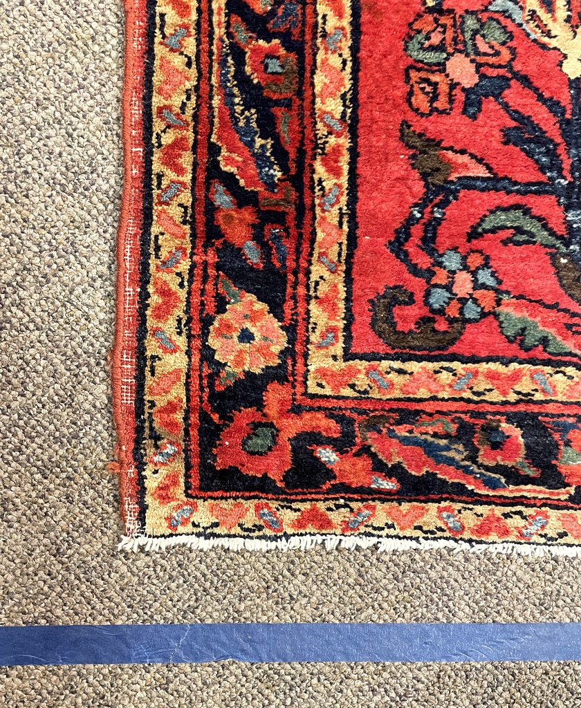 Persian Red Saruk Rug with Blue, Green and Orange Accents - Wool on Cotton Foundation